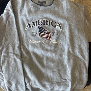 Vintage Gray American Flag Sweater